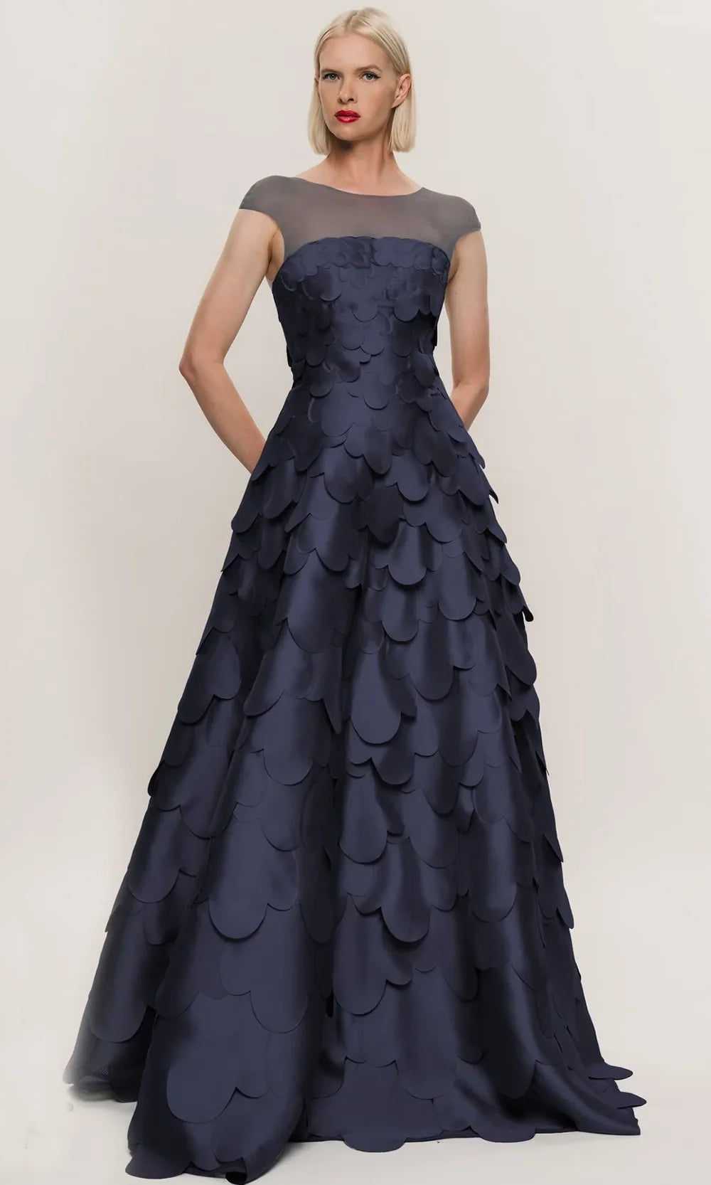 Hynes Park M693 - Illusion Neck Petal Dress