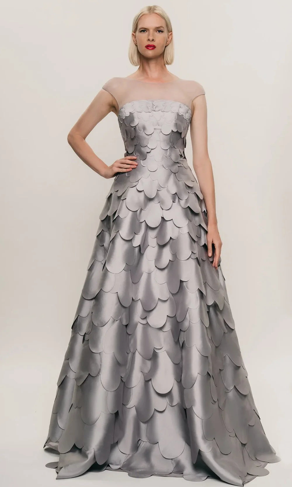 Hynes Park M693 - Illusion Neck Petal Dress