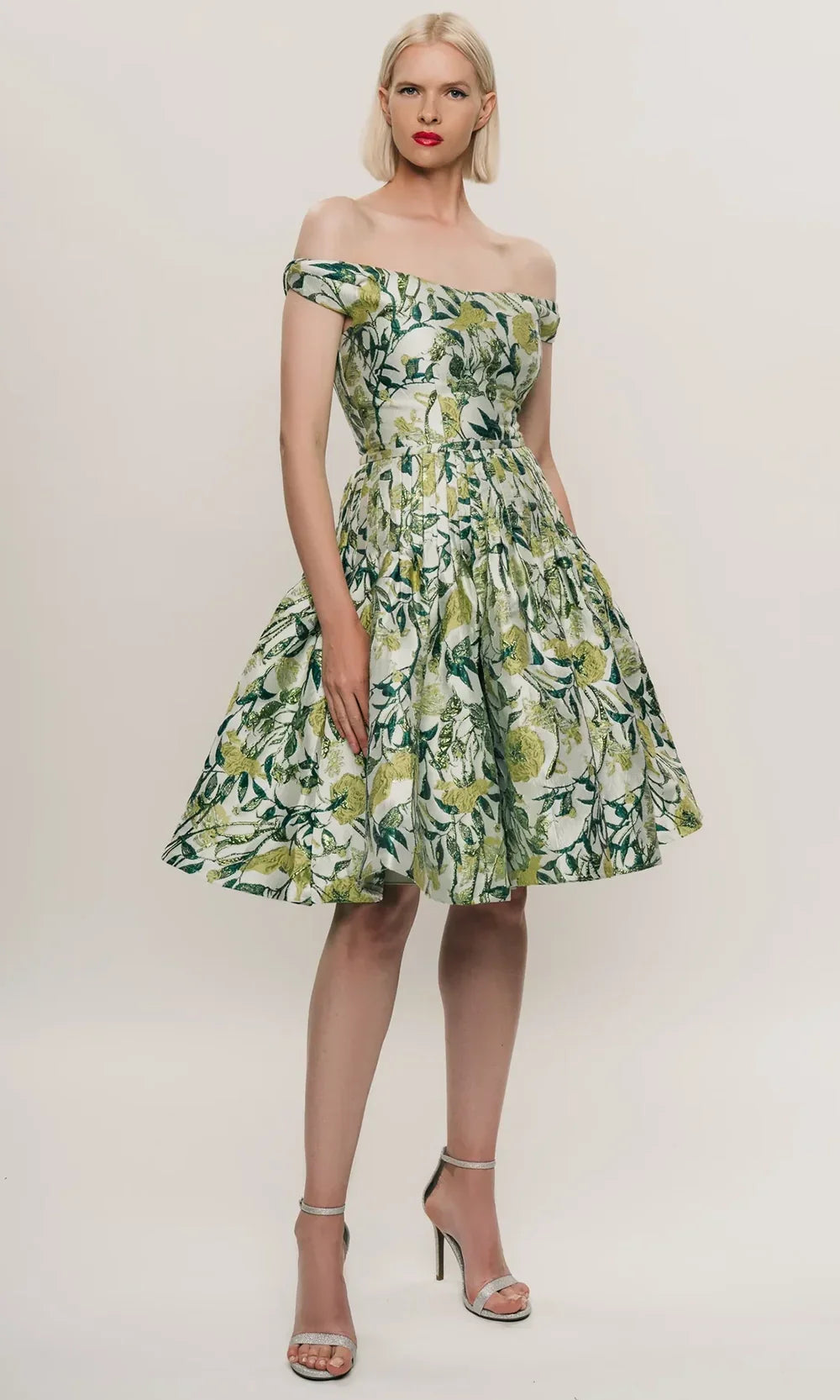 Park 108 M905 - Off Shoulder Floral A-Line Dress