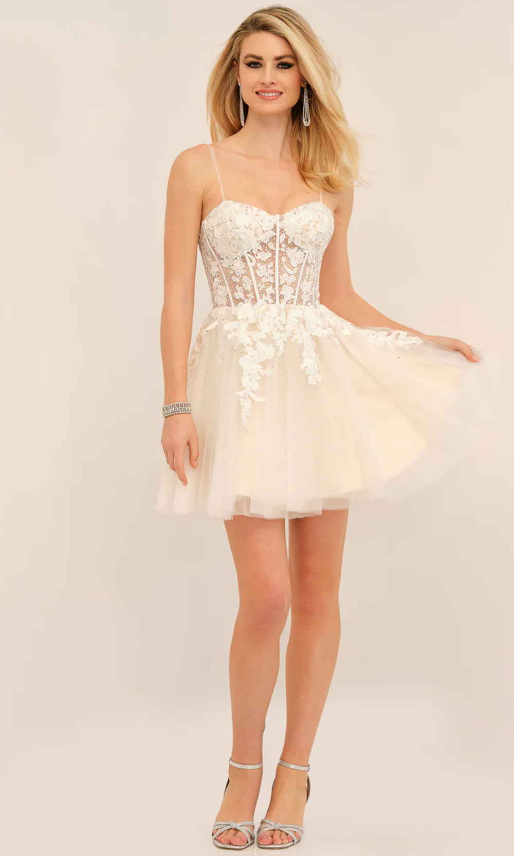 Dave & Johnny 11206 - Sweetheart A-Line Cocktail Dress Homecoming Dresses 0 / White