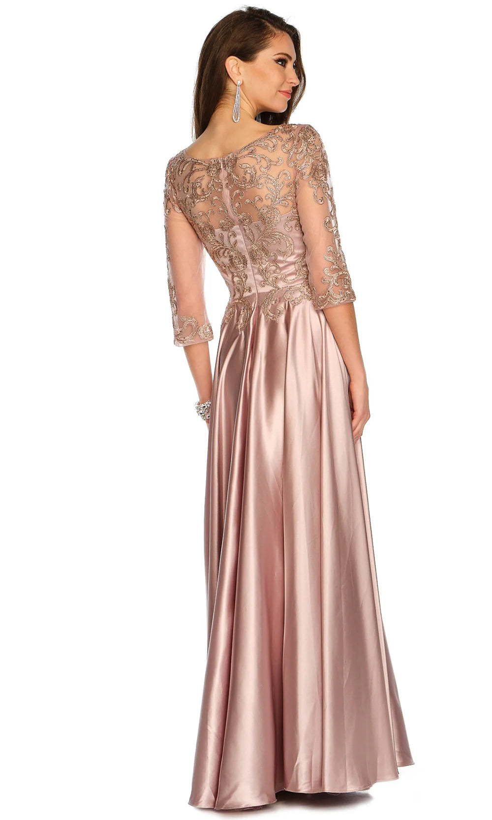 Dave & Johnny 11362 - Illusion Sleeve A-Line Formal Dress 