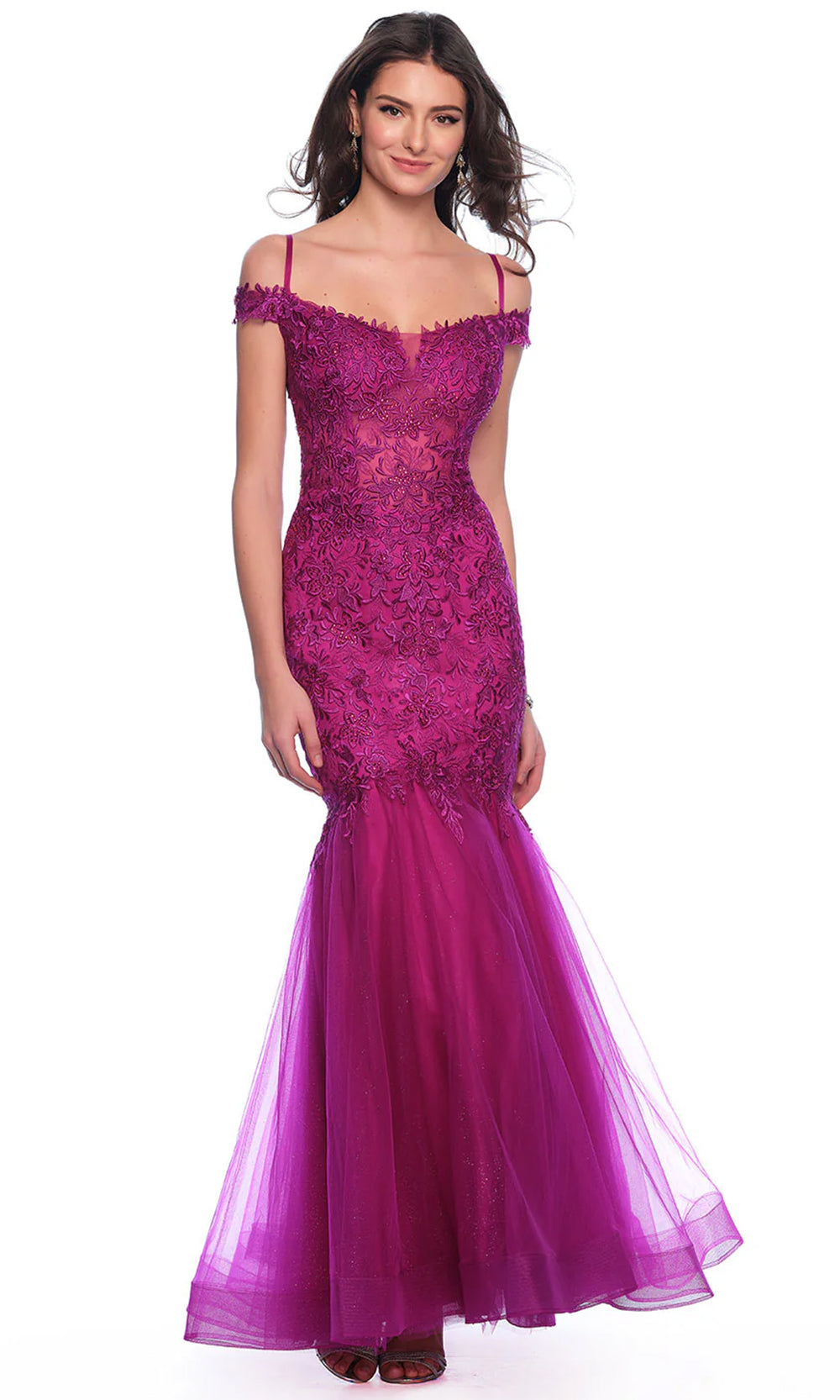 Dave & Johnny 11505 - Embroidered Mermaid Evening Dress 