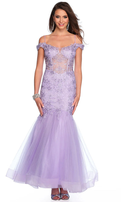 Dave & Johnny 11505 - Embroidered Mermaid Evening Dress Evening Dresses 0 / Lilac