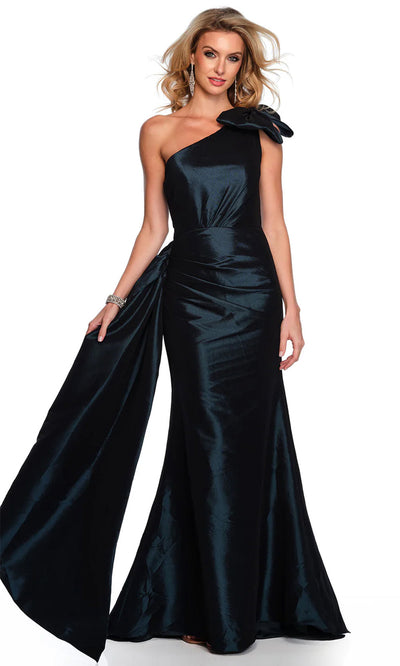 Dave & Johnny 11598 - One Shoulder Bow Gown Evening Dresses 0 / Black