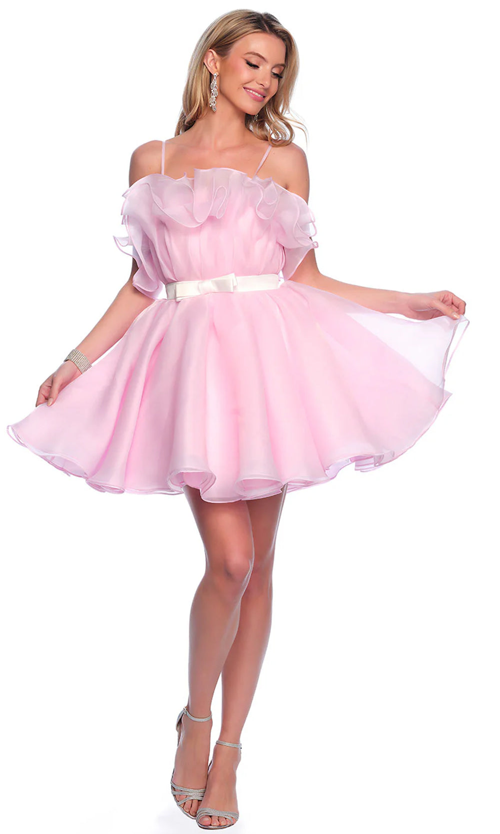 Dave & Johnny 11730 - Straight Across A-Line Cocktail Dress Homecoming Dresses 0 / Pink