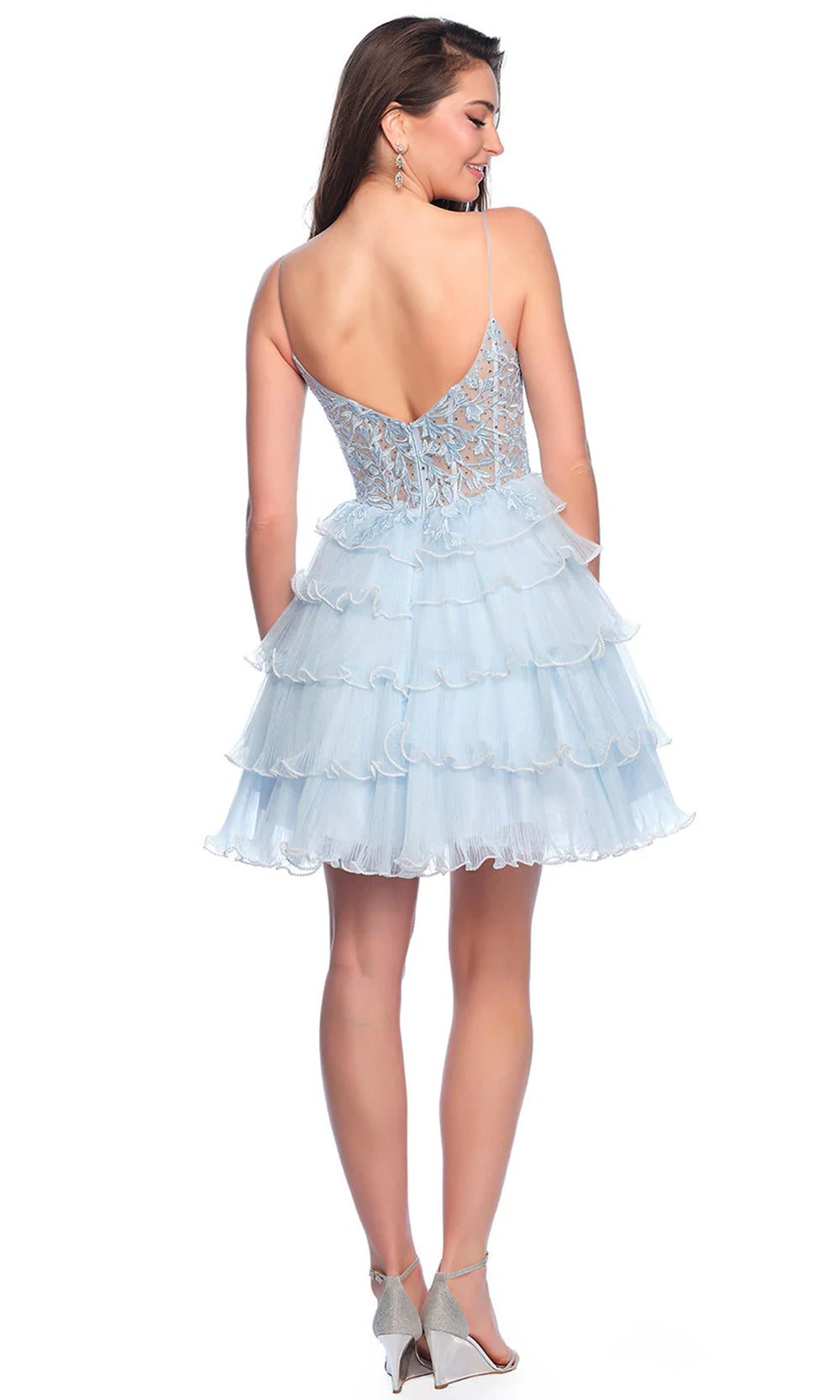 Dave & Johnny 11753 - Sleeveless Pleated Tier Cocktail Dress 