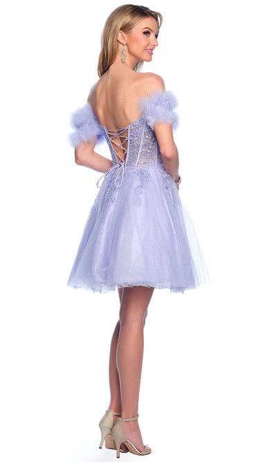 Dave & Johnny 11775 - Feather Sleeve Tulle Cocktail Dress 