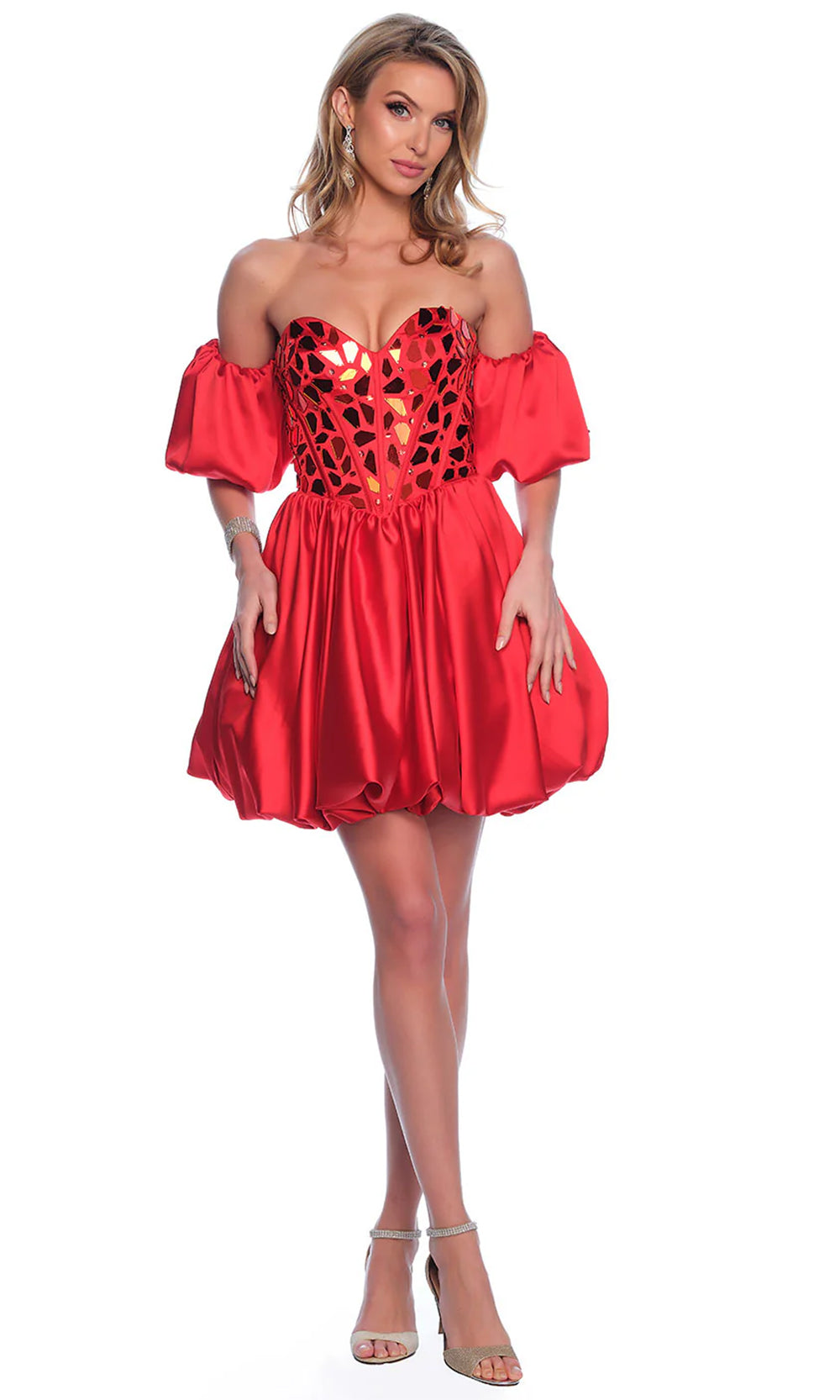 Dave & Johnny 11817 - Sweetheart Neck Corset Cocktail Dress Homecoming Dresses 0 / Red