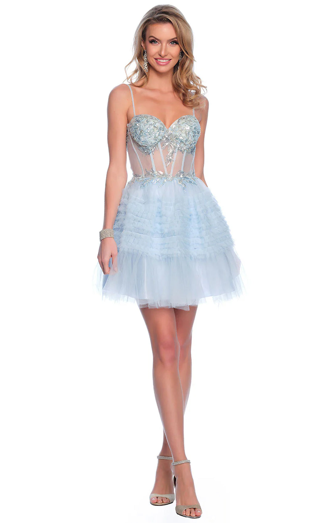 Dave & Johnny 11888 - Sleeveless A-Line Cocktail Dress Homecoming Dresses 0 / Blue