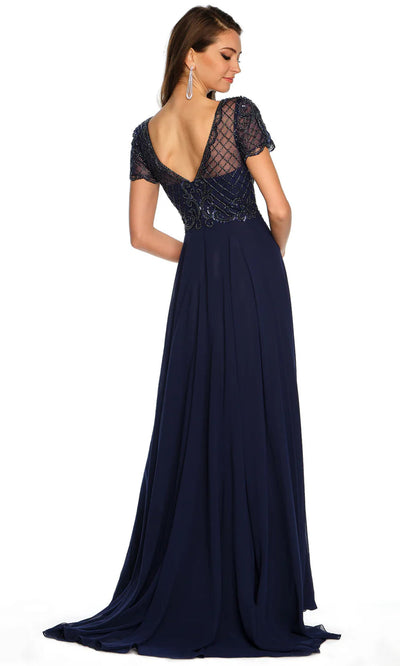 Dave & Johnny 9322 - Short Sleeve Chiffon Evening Gown 