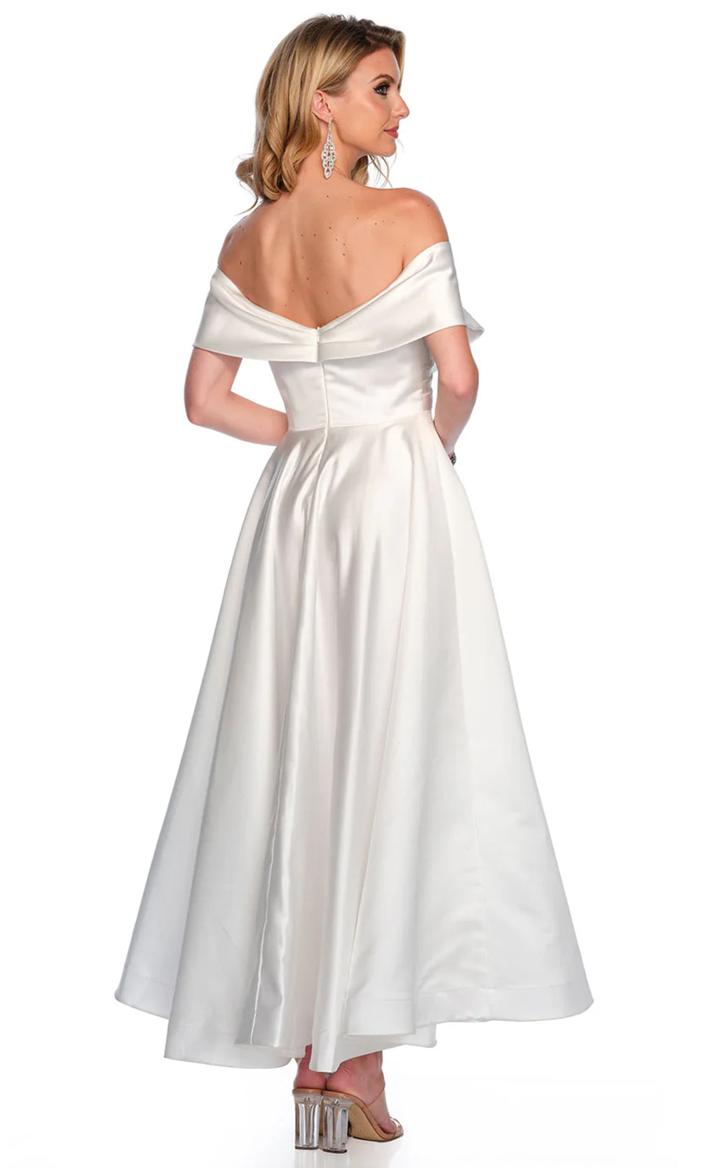 Dave & Johnny Bridal 11370 - Tea Length Satin Bridal Dress 