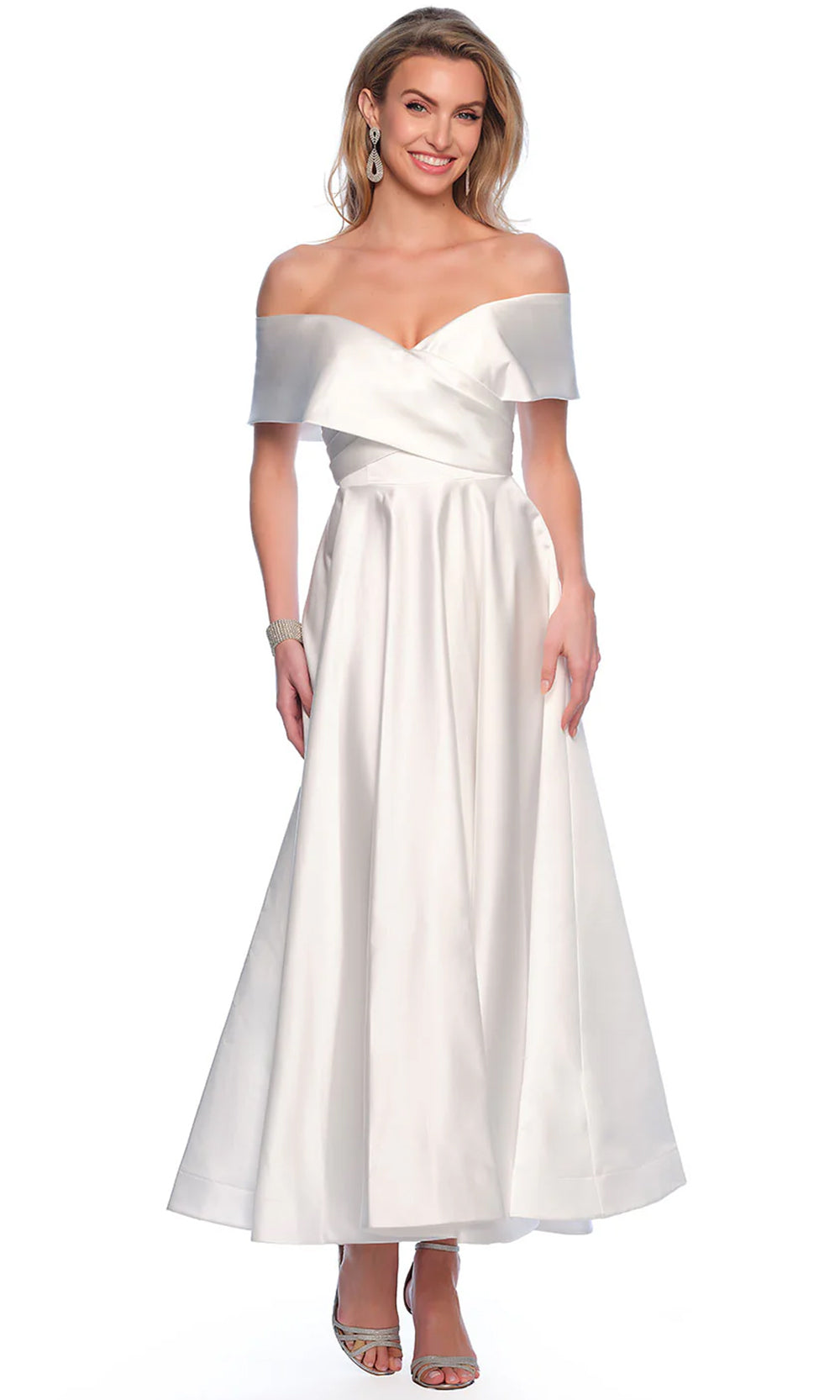 Dave & Johnny Bridal 11370 - Tea Length Satin Bridal Dress 