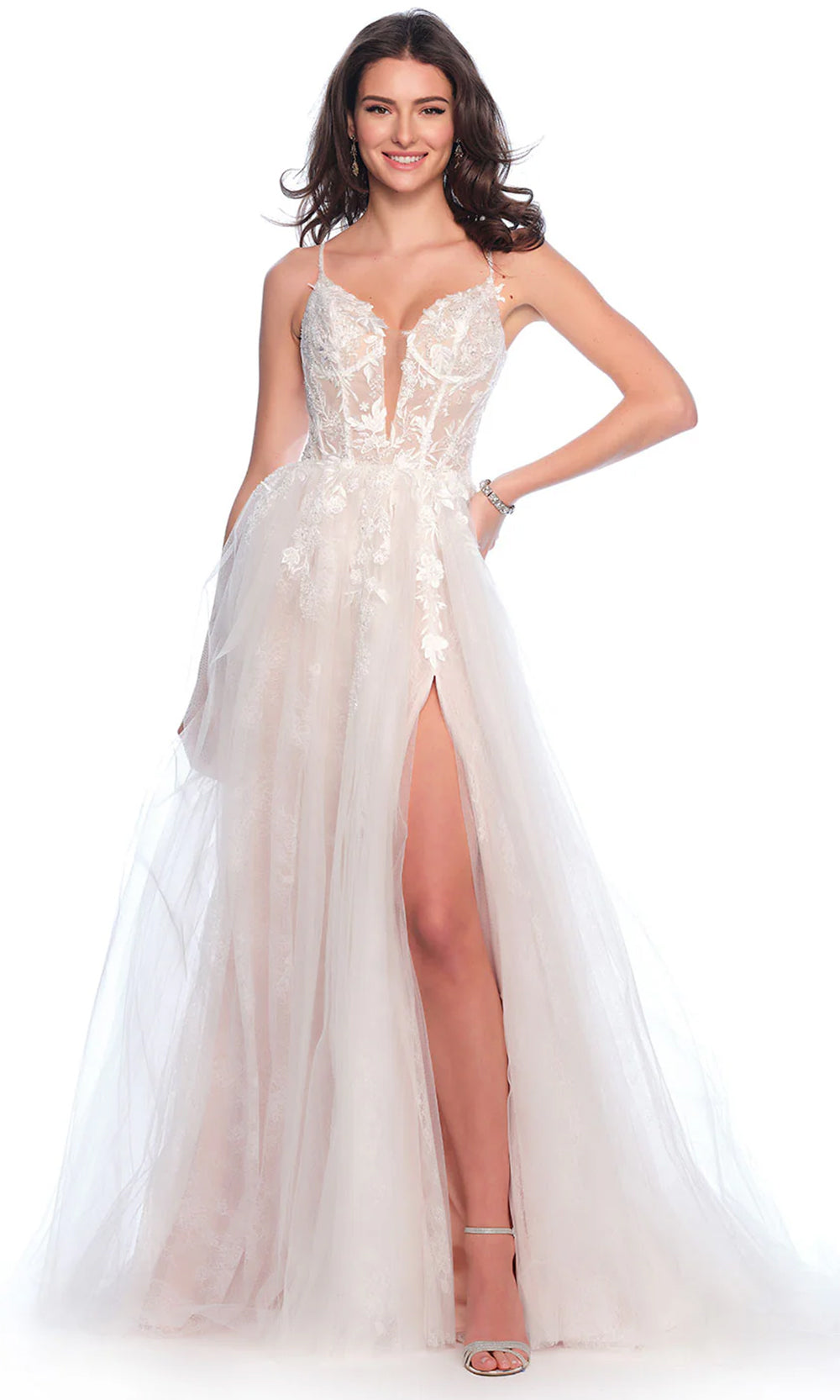 Dave & Johnny Bridal 12112 - Plunging Corset Bridal Gown 