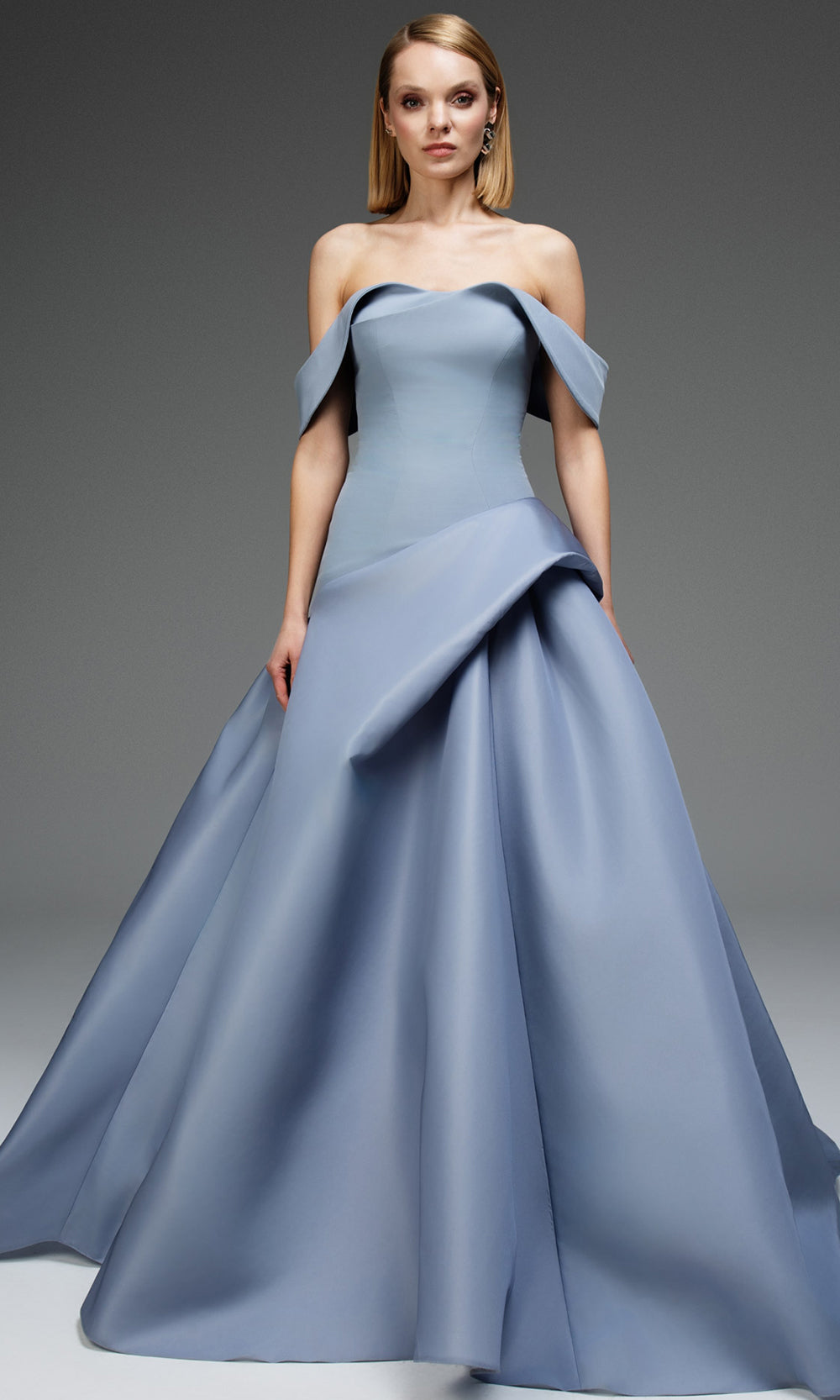 MNM Couture E0103 - Dramatic Draped Skirt Semi-Sweetheart Gown Ball Gowns