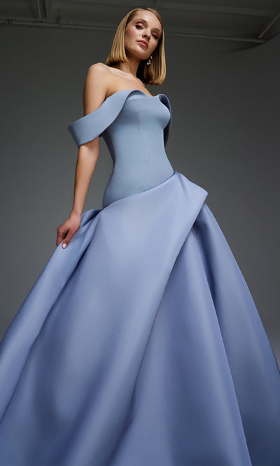 MNM Couture E0103 - Dramatic Draped Skirt Semi-Sweetheart Gown Ball Gowns