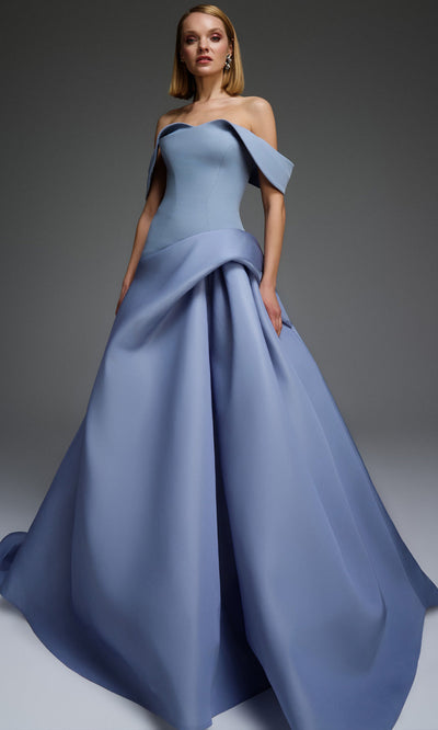MNM Couture E0103 - Dramatic Draped Skirt Semi-Sweetheart Gown Ball Gowns