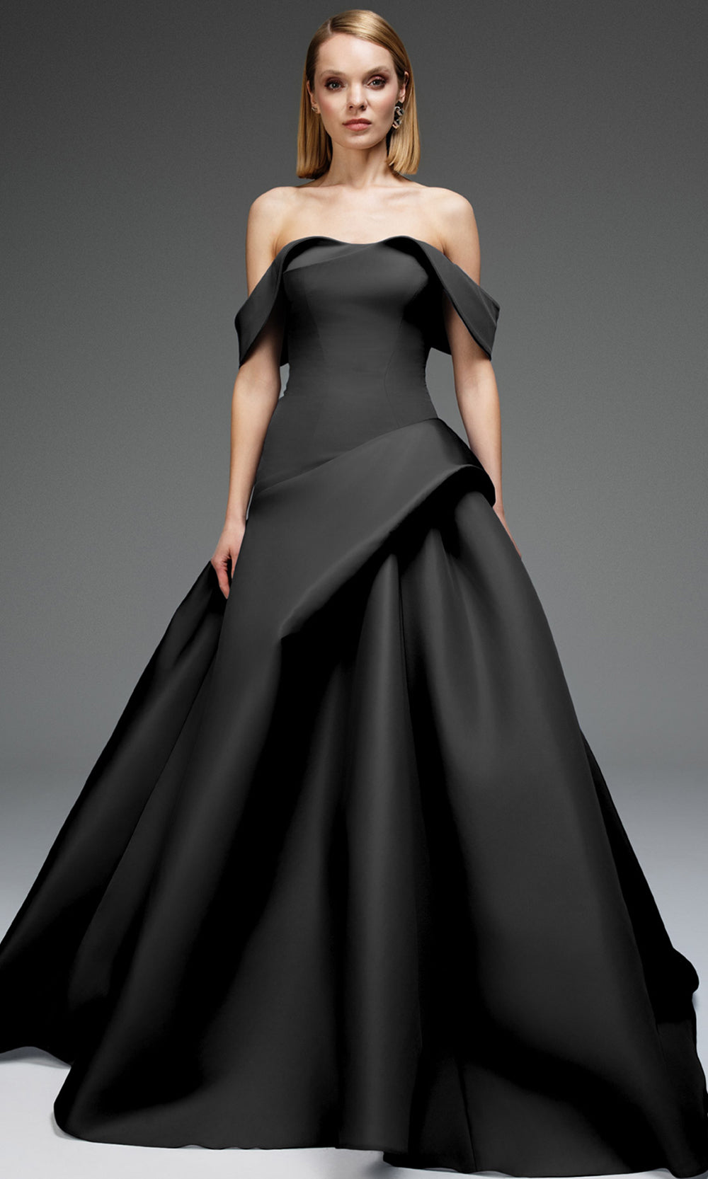 MNM Couture E0103 - Dramatic Draped Skirt Semi-Sweetheart Gown Ball Gowns