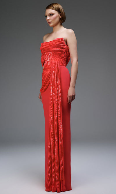 MNM Couture E0104 - Sweetheart Neck Draped Column Gown Prom Dresses