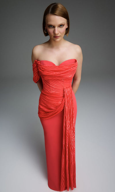MNM Couture E0104 - Sweetheart Neck Draped Column Gown Prom Dresses