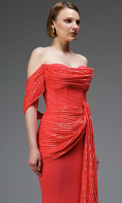 MNM Couture E0104 - Sweetheart Neck Draped Column Gown Prom Dresses