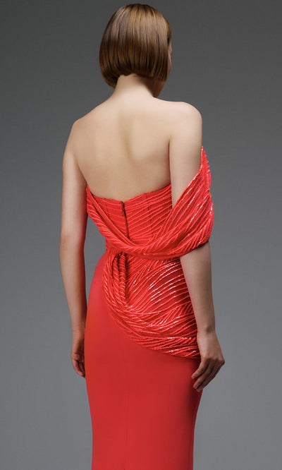 MNM Couture E0104 - Sweetheart Neck Draped Column Gown Prom Dresses