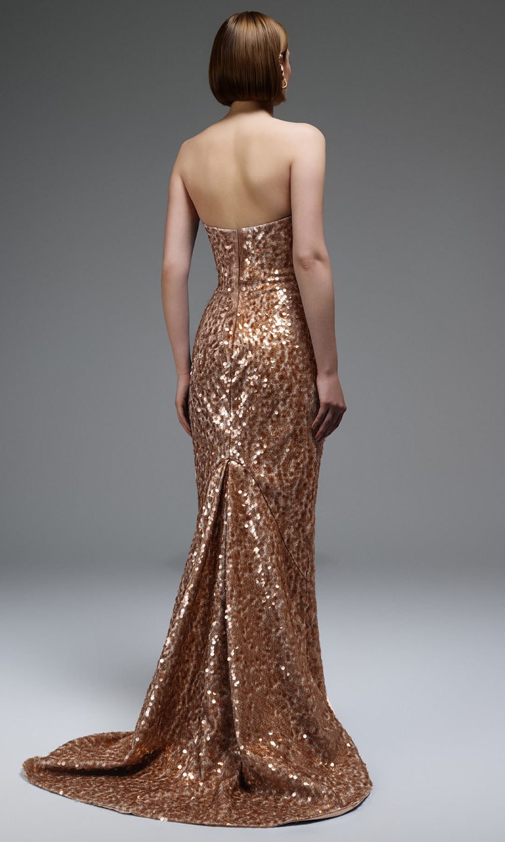 MNM COUTURE E0105 - Ruffle Accent Strapless Fitted Gown Mother of the Bride Dresses