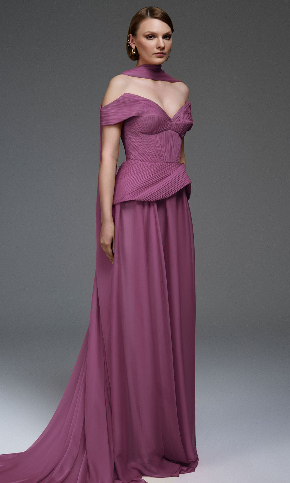 MNM COUTURE E0119 - Peplum Waist Sweetheart A-Line Gown Prom Dresses in Dusty Rose
