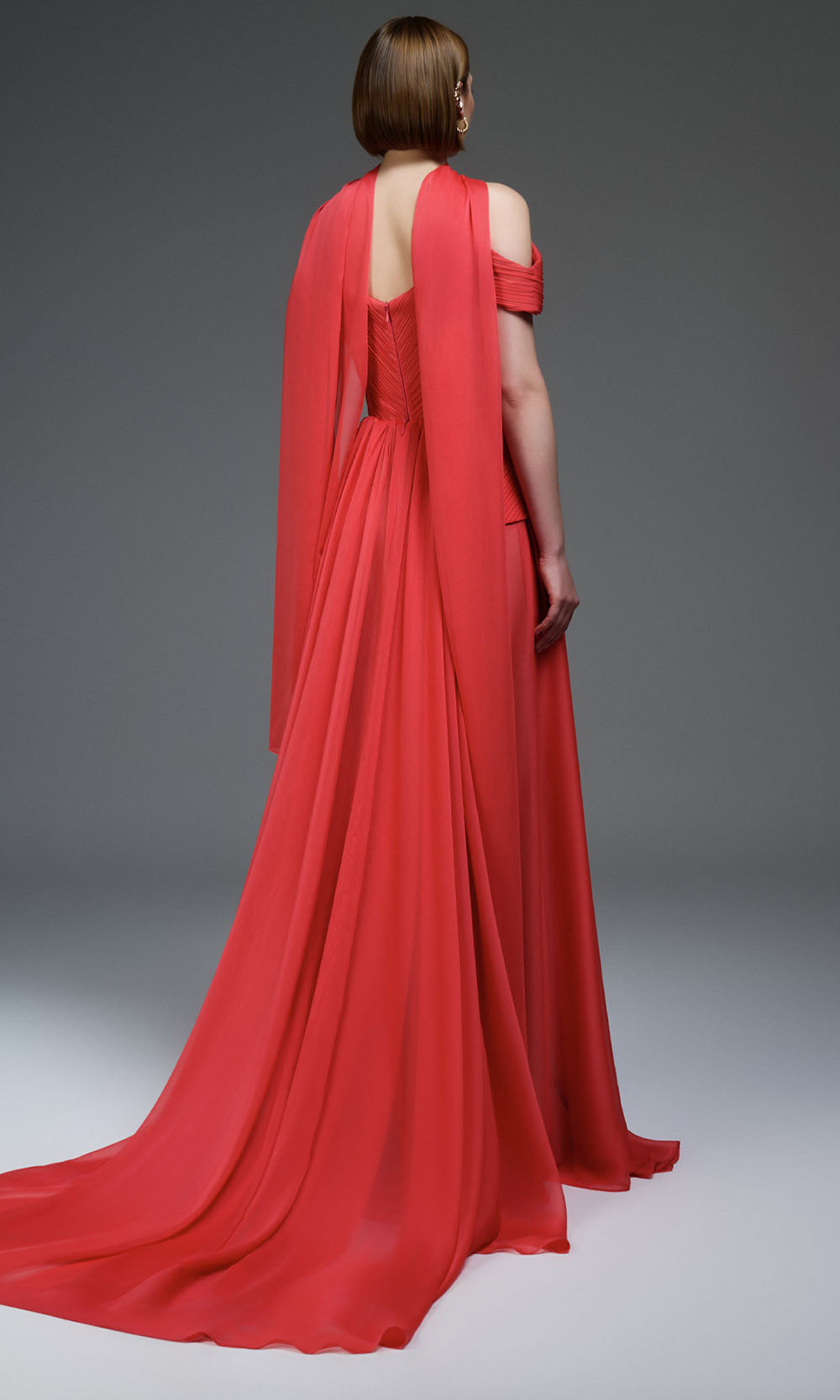MNM COUTURE E0119 - Peplum Waist Sweetheart A-Line Gown Prom Dresses in Coral