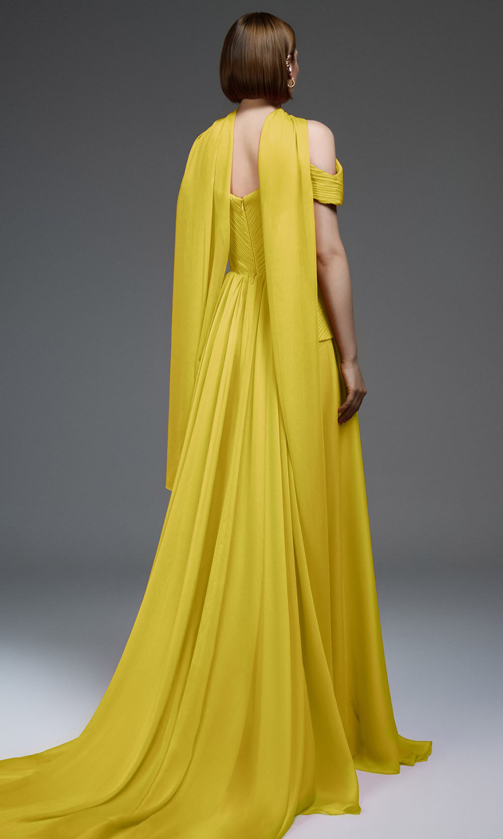 MNM COUTURE E0119 - Peplum Waist Sweetheart A-Line Gown Prom Dresses in Yellow