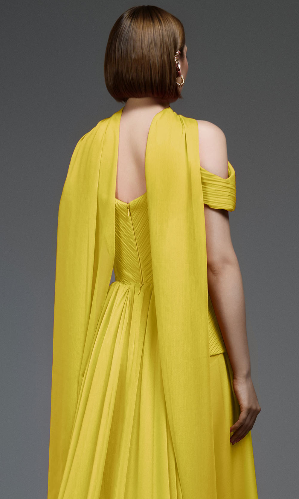 MNM COUTURE E0119 - Peplum Waist Sweetheart A-Line Gown Prom Dresses in Yellow