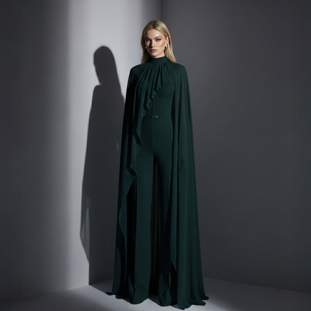 MNM COUTURE E0143 - Corset High Neck Jumpsuit with Belt