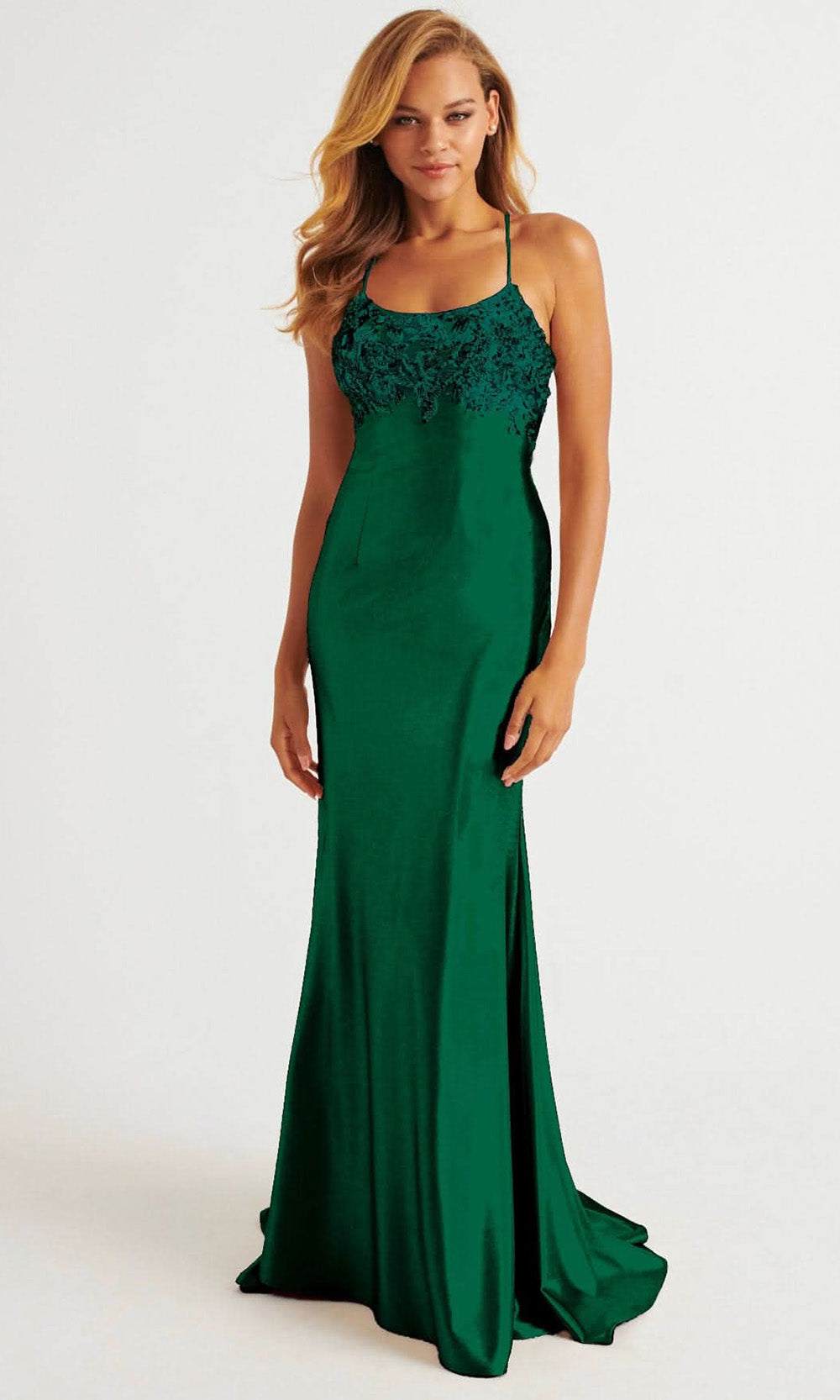 Faviana E11201 - Lace-Up Back Sequin Embellished Gown Prom Dresses