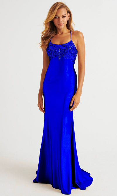 Faviana E11201 - Lace-Up Back Sequin Embellished Gown Prom Dresses