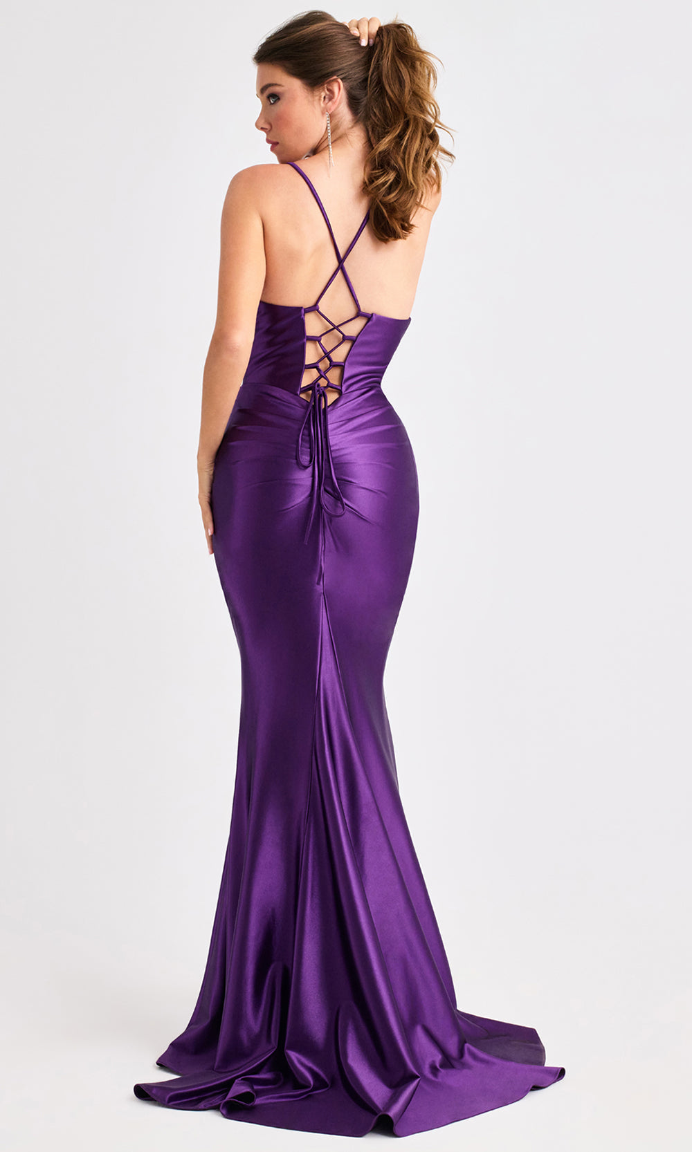 Faviana E11423 - V-Neckline Bodycon Satin Evening Gown Prom Dresses
