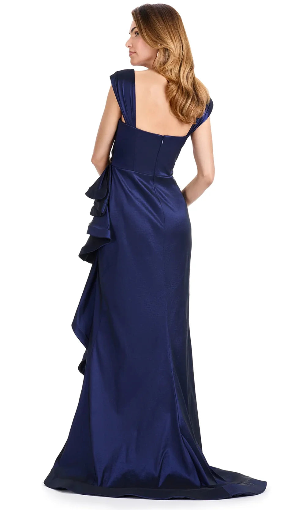 Ashley Lauren E12104 - Sweetheart Taffeta Dress with Side Ruffle in Navy