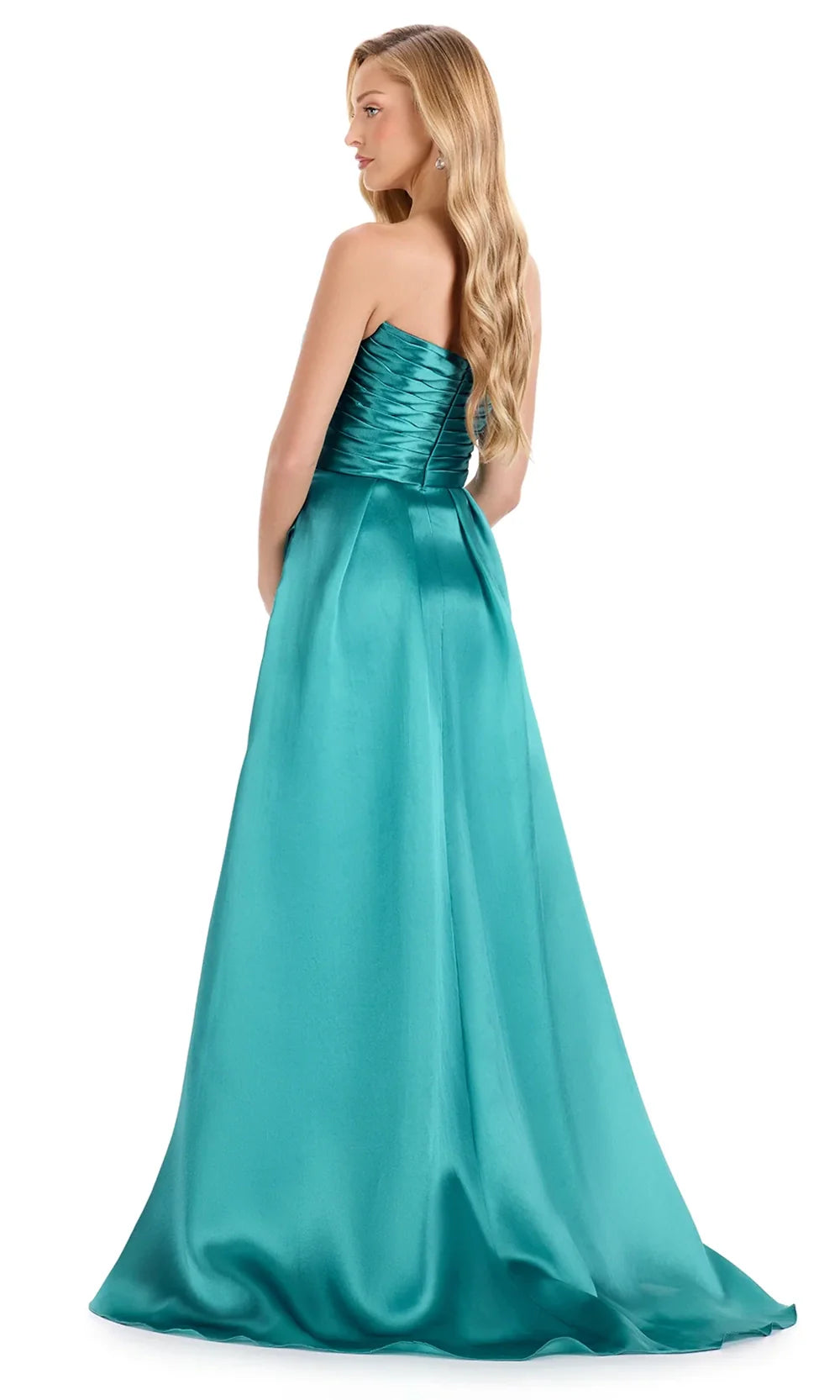 Ashley Lauren E12126 - Sweetheart Neckline Pleated Evening Gown in Jade
