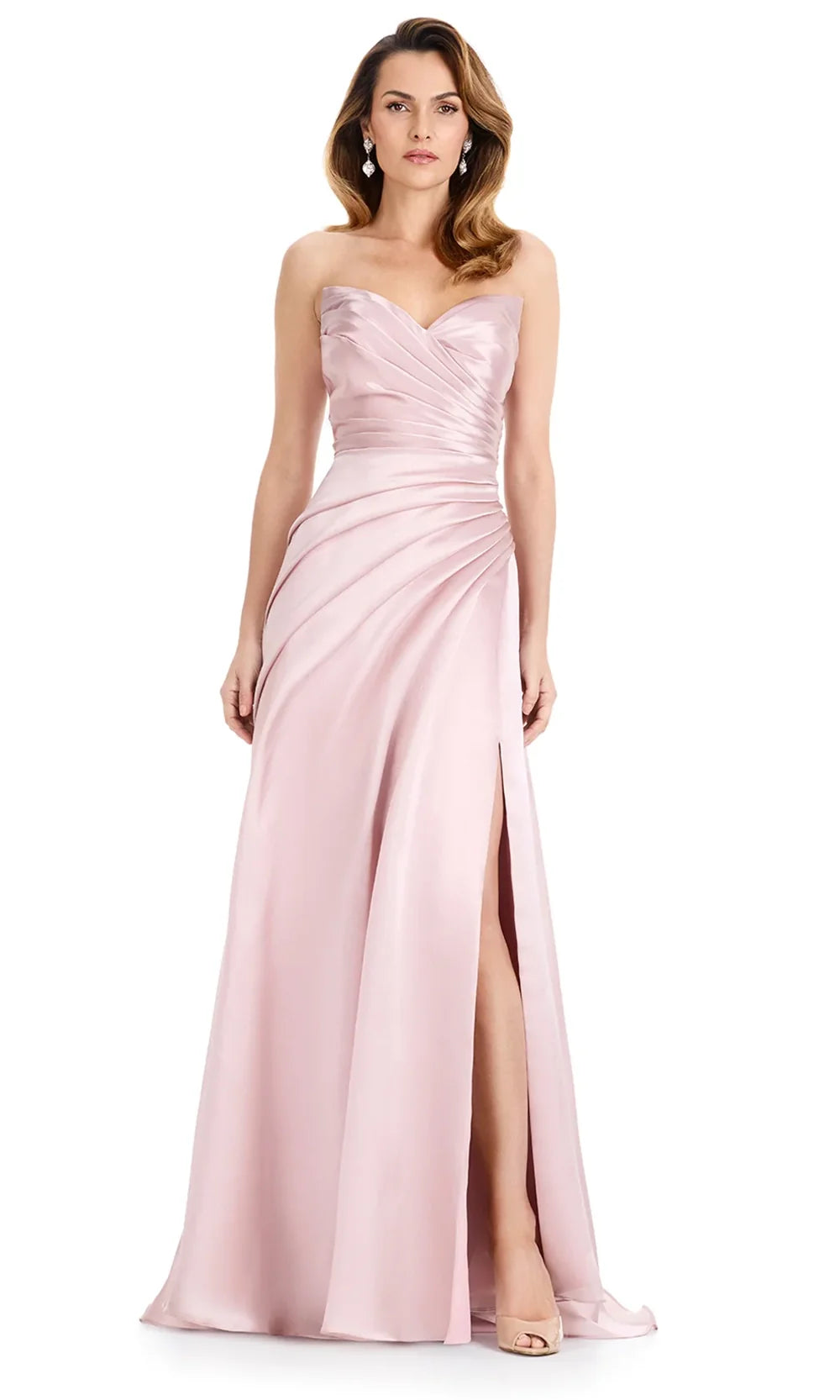 Ashley Lauren E12126 - Sweetheart Neckline Pleated Evening Gown in Mauve