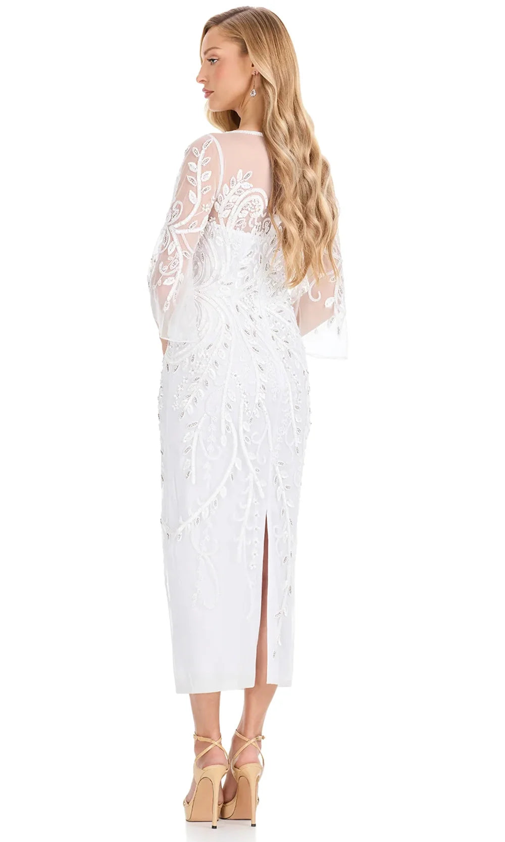 Ashley Lauren E12143 - Tea-Length Three-Quarter Sleeve Dress Weddin g Guest