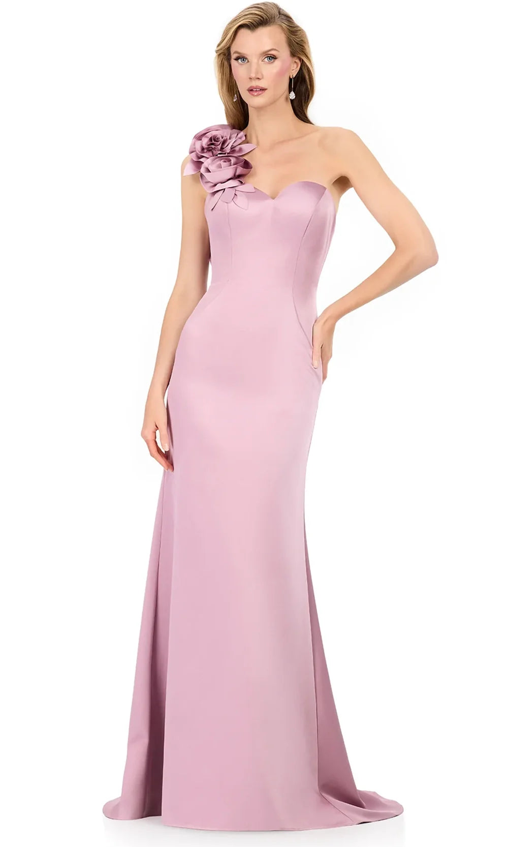 Ashley Lauren E12158 - Floral Detail One Shoulder Long Dress Mother of the Bride Dresses