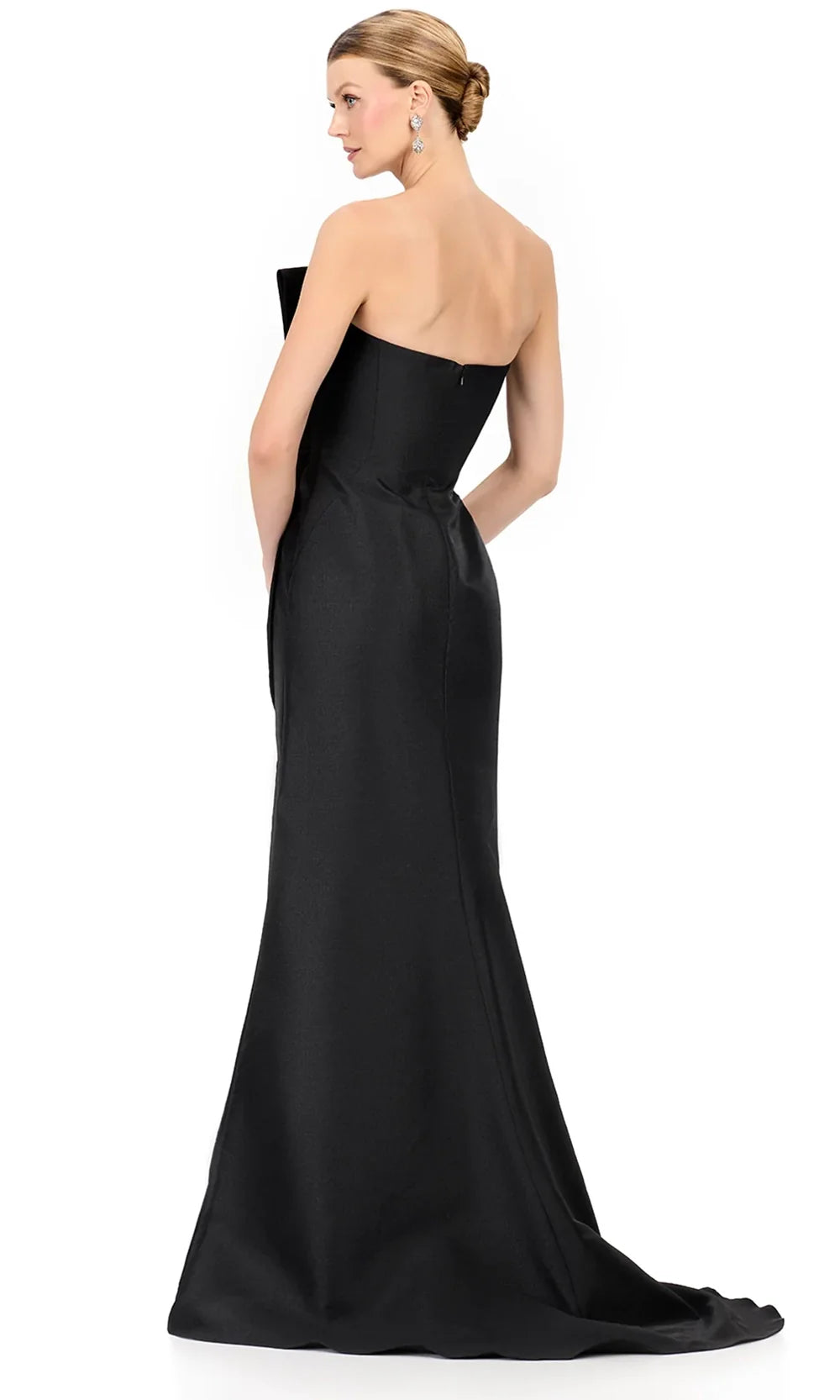 Ashley Lauren E12225 - Oversized Bow Strapless Slit Dress in Black