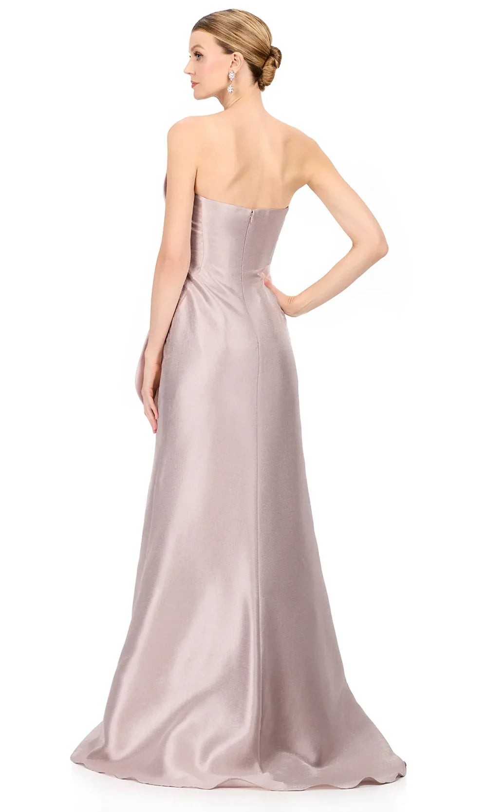 Ashley Lauren E12225 - Oversized Bow Strapless Slit Dress in Marble