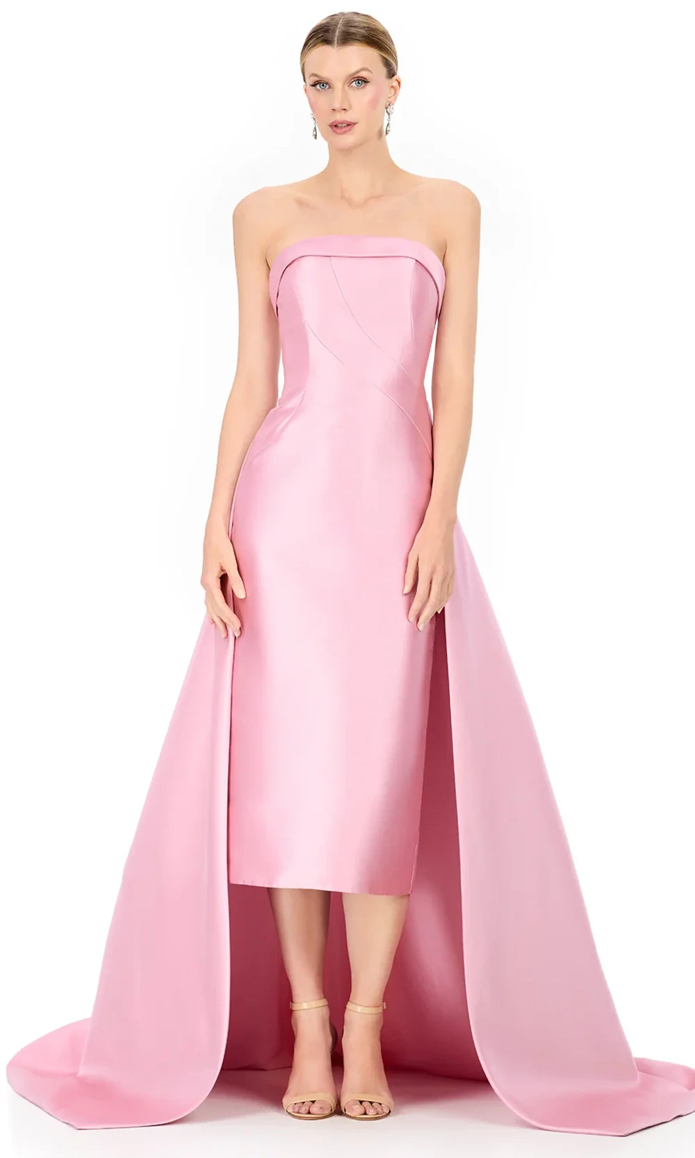 Ashley Lauren E12316 - Tea-Length Strapless Dress with Overskirt in Mauve