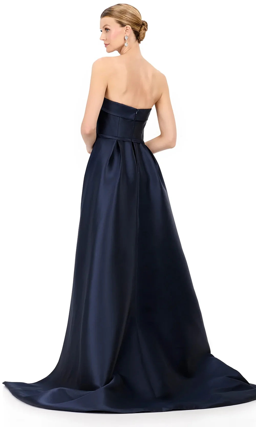Ashley Lauren E12316 - Tea-Length Strapless Dress with Overskirt in Navy