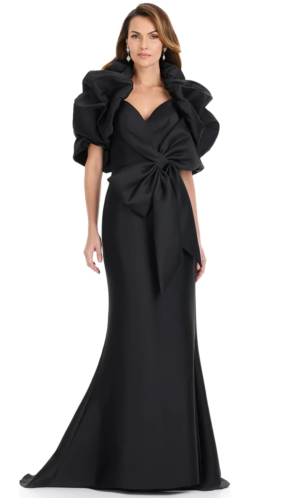 Ashley Lauren E12317 - Ruffle Jacket Mikado Sweetheart Dress in Black