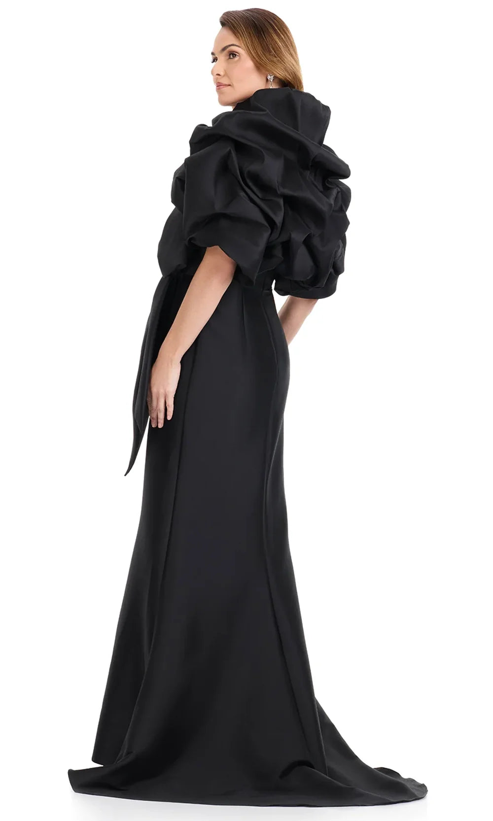 Ashley Lauren E12317 - Ruffle Jacket Mikado Sweetheart Dress in Black