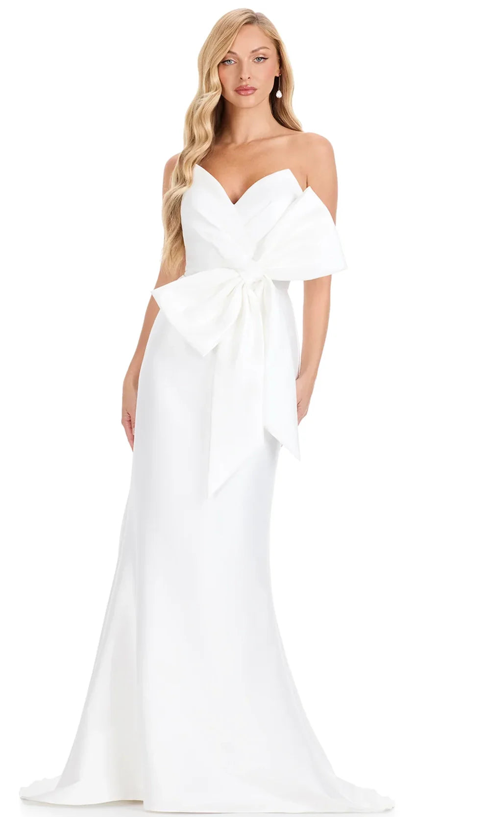 Ashley Lauren E12317 - Ruffle Jacket Mikado Sweetheart Dress in Ivory