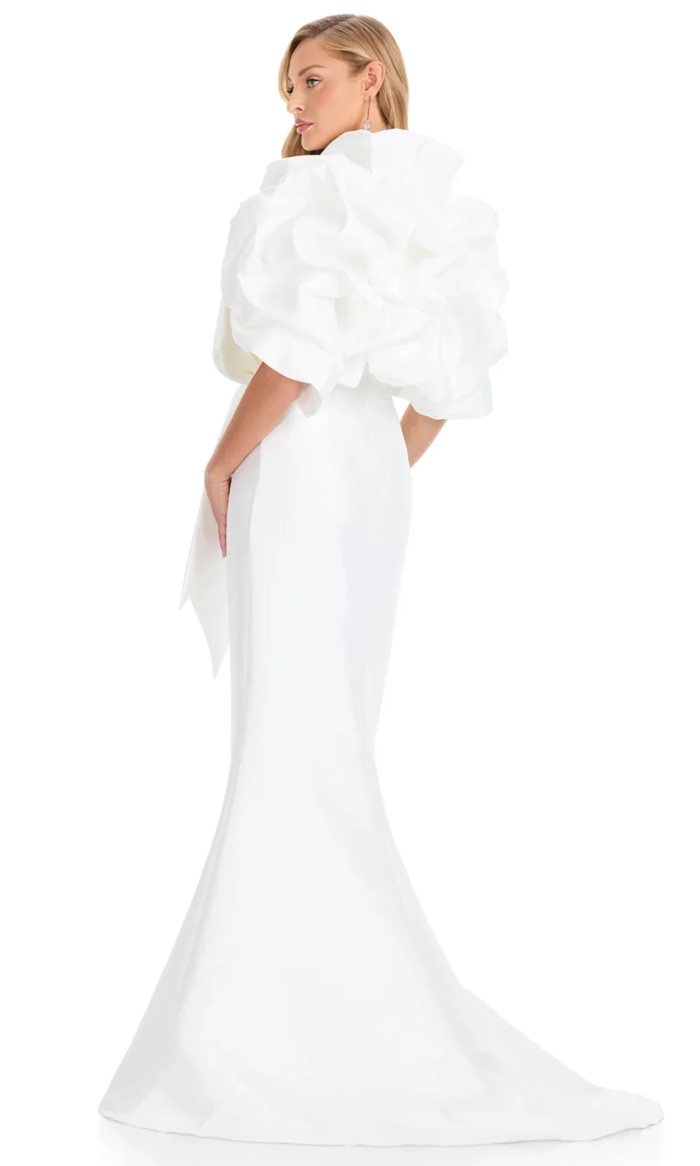 Ashley Lauren E12317 - Ruffle Jacket Mikado Sweetheart Dress in Ivory