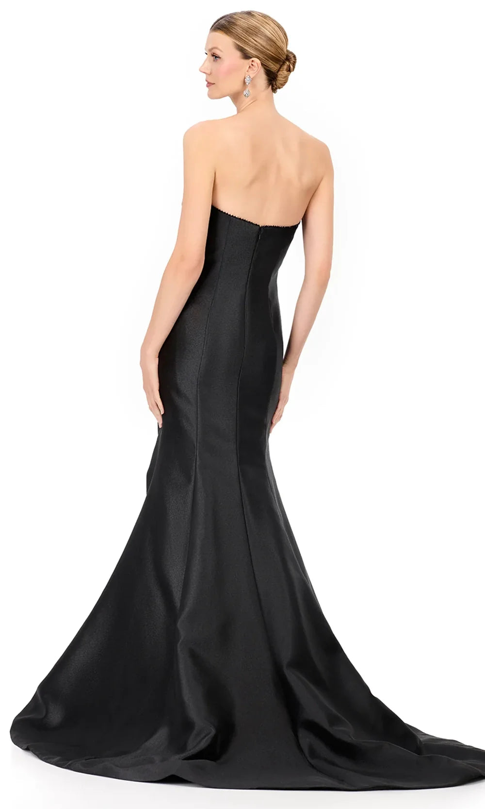 Ashley Lauren E12318 - Beaded Trim Asymmetric Strapless Dress in Black