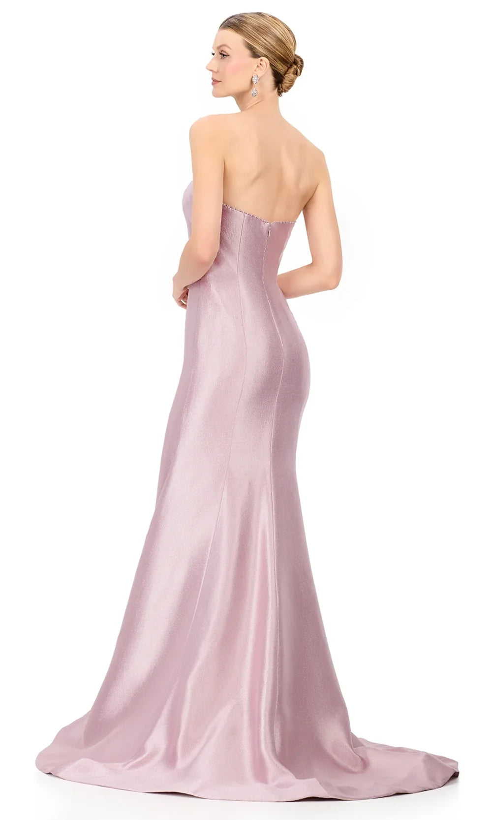 Ashley Lauren E12318 - Beaded Trim Asymmetric Strapless Dress in Mauve