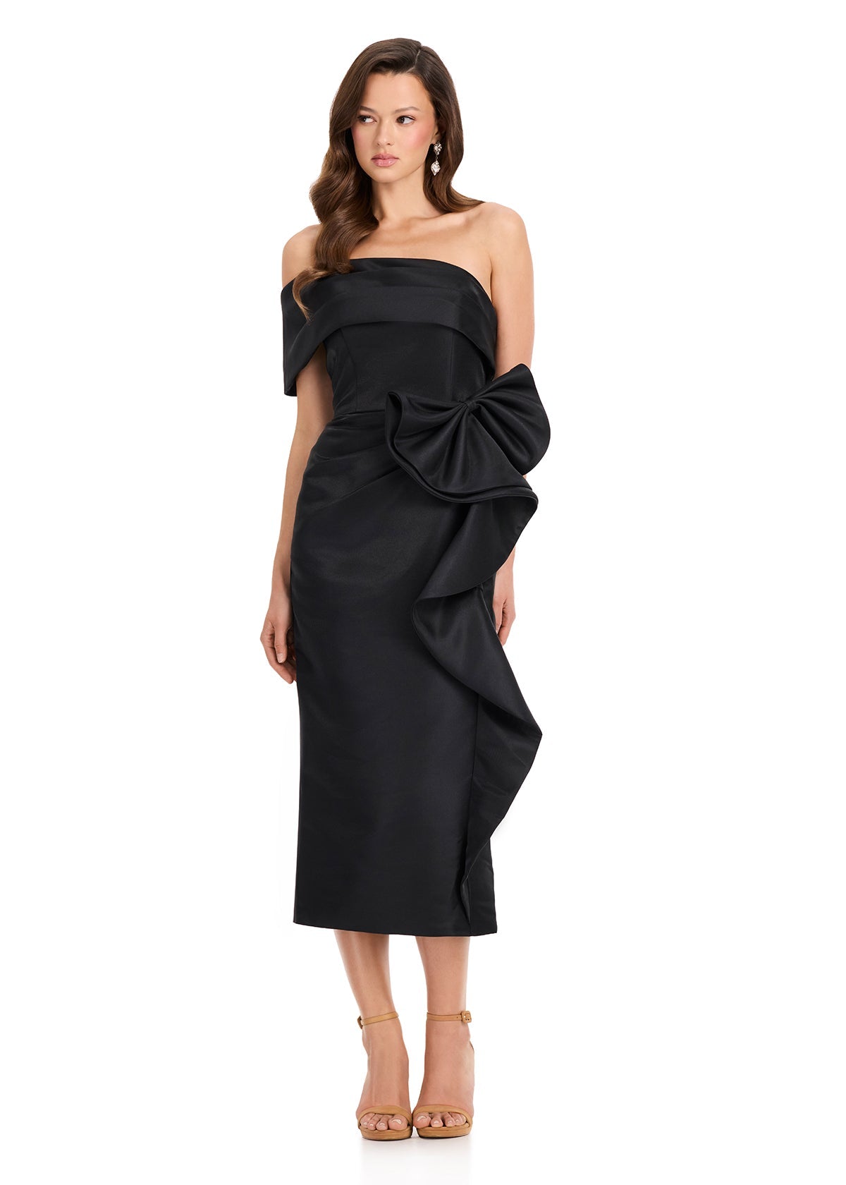 Ashley Lauren E40003 Off Shoulder Back Slit Evening Dress